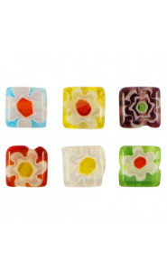 Millefiori beads square flower 6mm - Multicolor